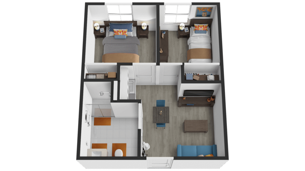 Sodalis Austin | 2 Bedroom Floorplan